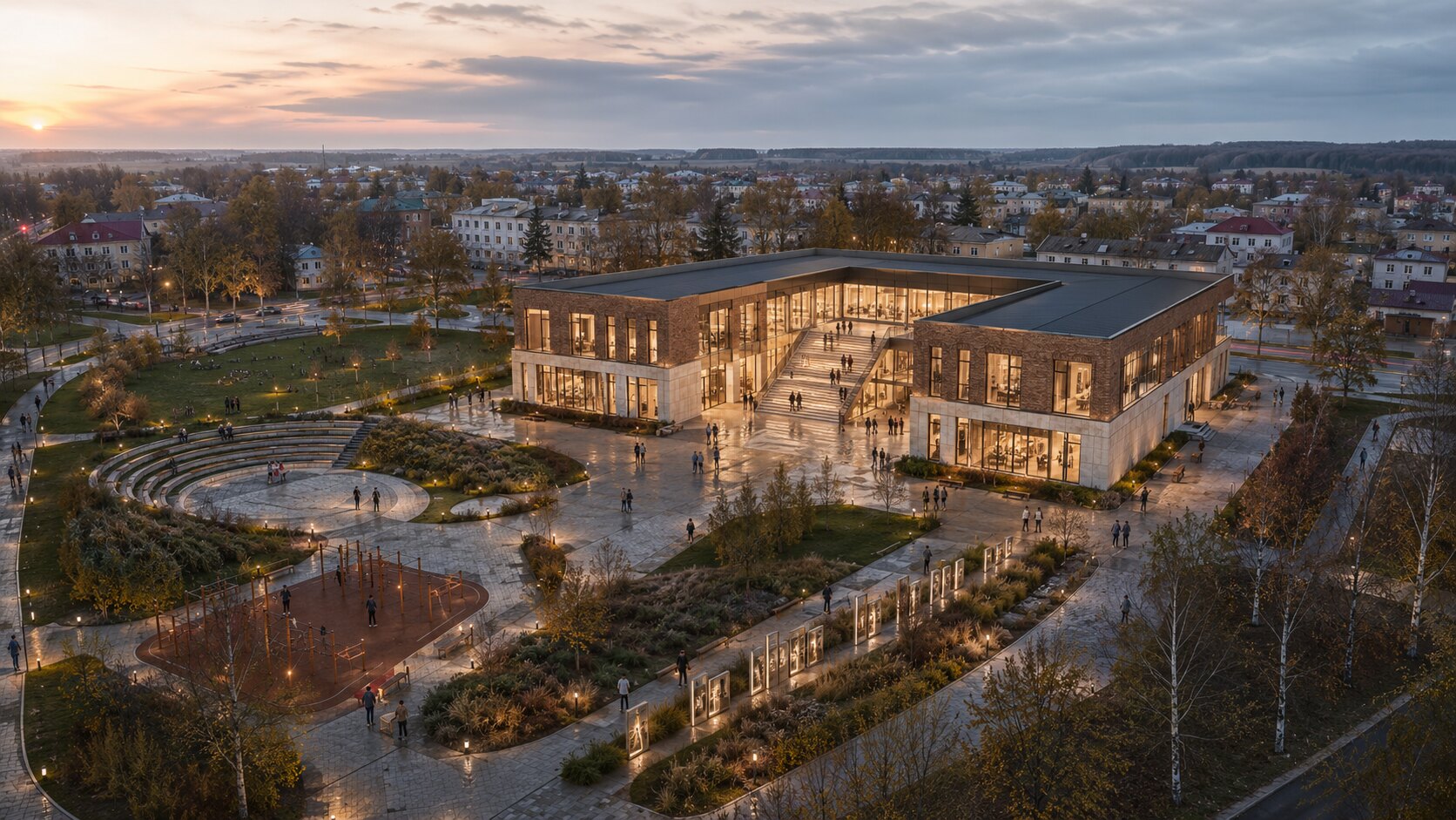 Концептуальный вид культурного центра в городском парке